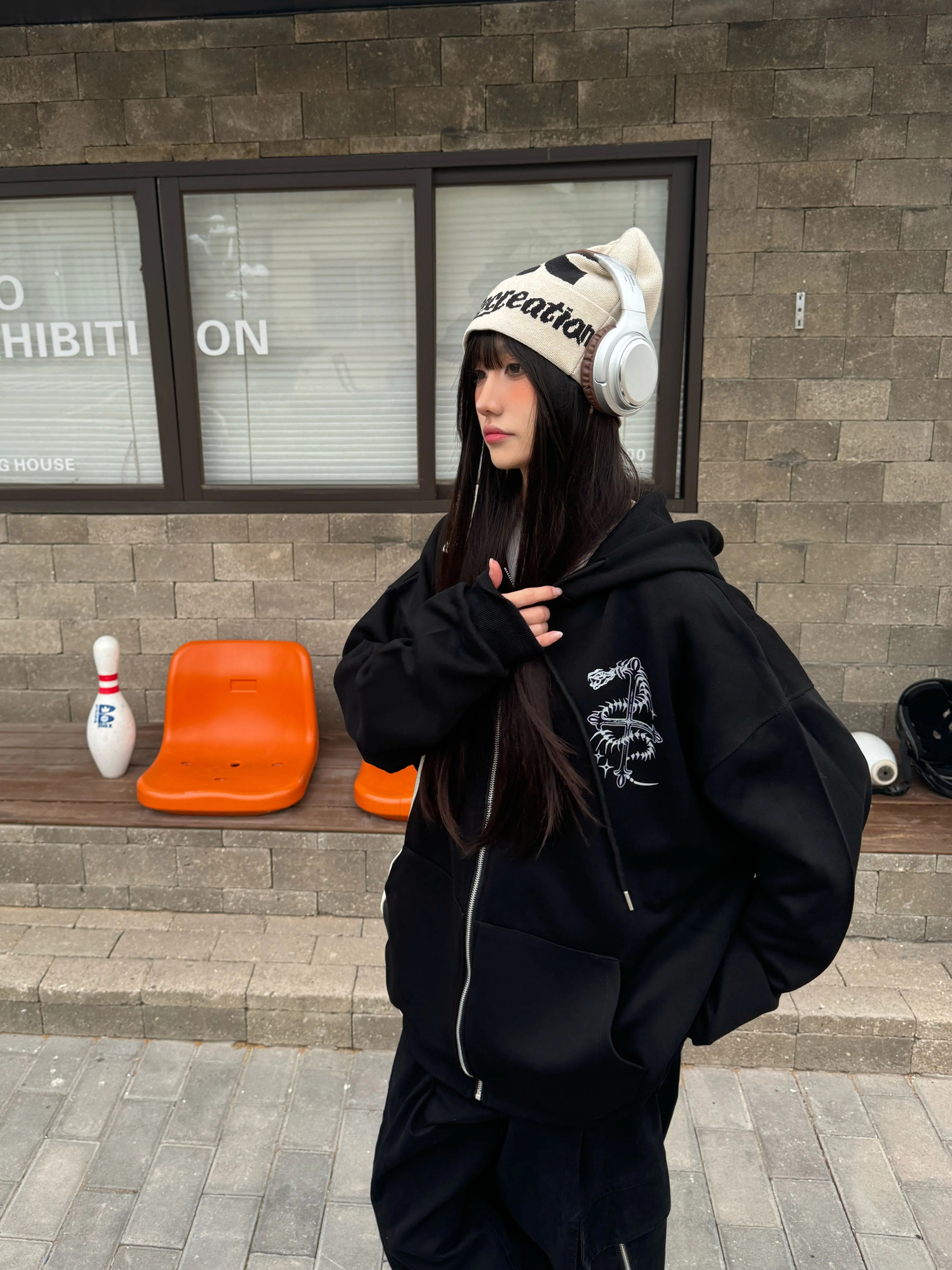 Unisex Snake Year Skeleton Print Hoodie Jacket - Limited Edition Spring Zipper Cardigan in Trendy Amoeba Style