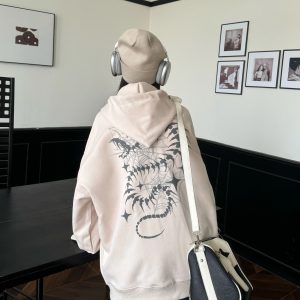 Unisex Snake Year Skeleton Print Hoodie Jacket - Limited Edition Spring Zipper Cardigan in Trendy Amoeba Style