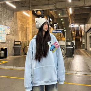 Unisex Velcro Letter Fleece Hoodie, 2025 Trendy Sweatshirt, Loose Fit, Versatile Style for Men and Women, Casual Streetwear Fashion