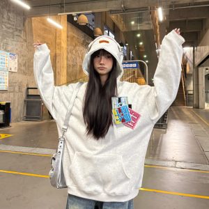Unisex Velcro Letter Fleece Hoodie, 2025 Trendy Sweatshirt, Loose Fit, Versatile Style for Men and Women, Casual Streetwear Fashion