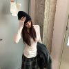 V-Neck Slim Fit Tencel Long Sleeve T-Shirt for Women - Cloud Shadow Whisper Base Layer - Spring Fashion Essential