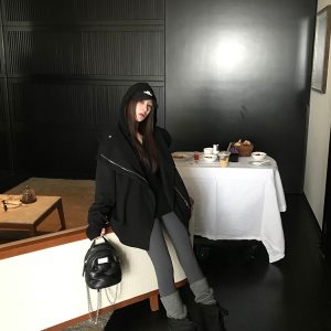 Versatile Asymmetrical Zipper Hooded Cardigan Sweatshirt with Lapel - Trendy Weekend Style for Casual Outfits