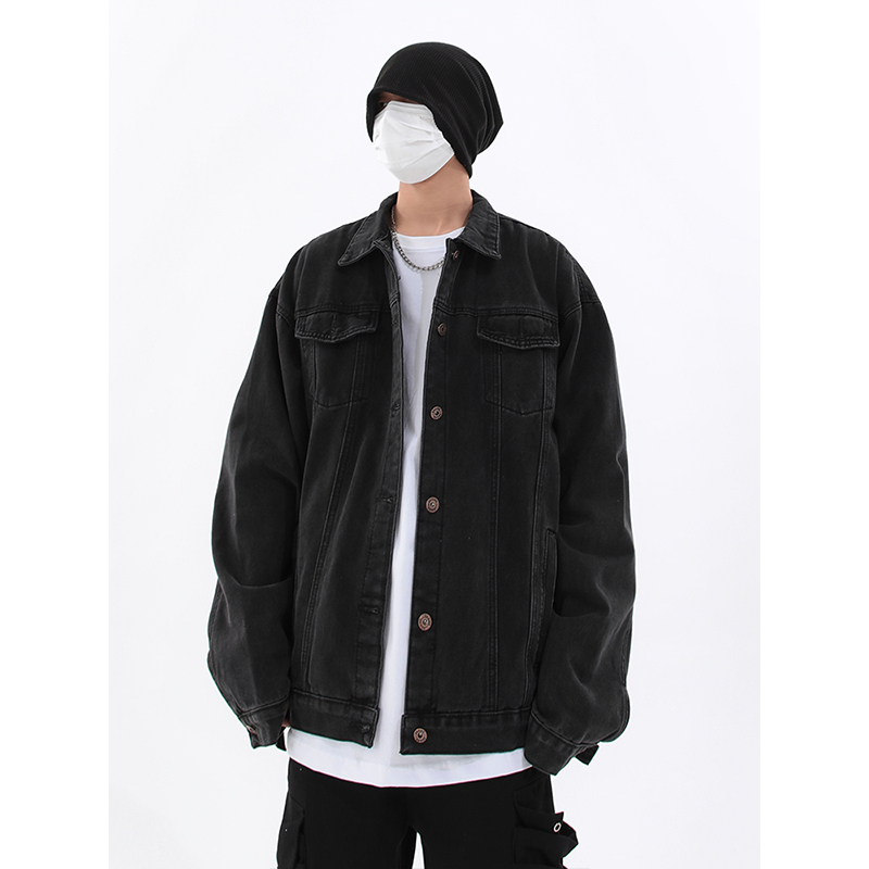 Versatile Korean Retro High Street Washed Loose Fit Denim Jacket - Unisex Slimming Style for Men and Women
