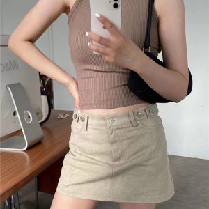 Versatile Minimalist Adjustable Waistband Mini Skirt for Women – Casual Anti-Exposure Half Skirt, Perfect for Y2K and Everyday Style