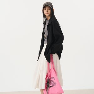 Versatile Oversized Black Knitted Cardigan Coat Shirt for Women - Elegant Long Sleeve Layered Style