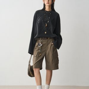 Versatile Women's Cargo Pants - Loose Straight Mid-Length Shorts with Large Pockets, Trendy Summer Style for Effortless Fashion