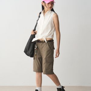 Versatile Women's Cargo Pants - Loose Straight Mid-Length Shorts with Large Pockets, Trendy Summer Style for Effortless Fashion