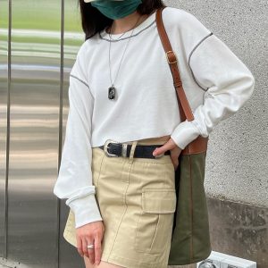 Versatile Women's Long Sleeve Waffle T-Shirt - Casual Loose Sun Protection Top, Slimming White Base Shirt for Everyday Wear