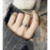 Vintage 925 Silver Wide Non-Fish Concave Convex Ring for Men and Women - Personalized Design for Middle and Index Fingers