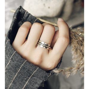 Vintage 925 Silver Wide Non-Fish Concave Convex Ring for Men and Women - Personalized Design for Middle and Index Fingers