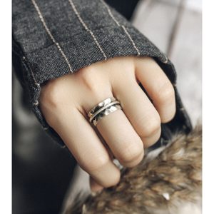 Vintage 925 Silver Wide Non-Fish Concave Convex Ring for Men and Women - Personalized Design for Middle and Index Fingers