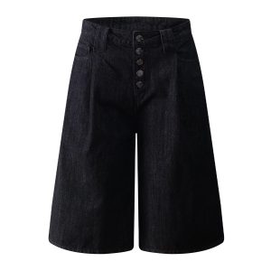 Vintage American Button Fly Raw Denim Shorts for Summer - Cleanfit High Street Style 7/10 Pants