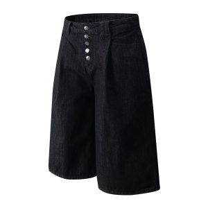 Vintage American Button Fly Raw Denim Shorts for Summer - Cleanfit High Street Style 7/10 Pants
