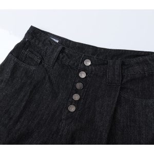 Vintage American Button Fly Raw Denim Shorts for Summer - Cleanfit High Street Style 7/10 Pants