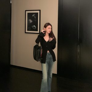 Vintage American Flared Jeans for Women - Versatile High-Waisted Denim Pants for Spring - Trendy Y2K Style for Hot Girls