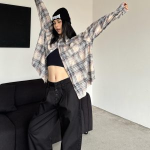 Vintage American Plaid Shirt - Unisex Loose Fit, Retro Style for Men and Women, Casual Everyday Wear
