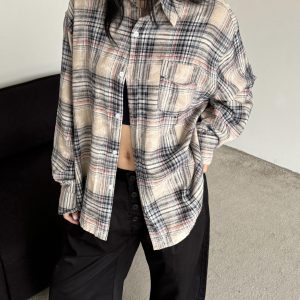 Vintage American Plaid Shirt - Unisex Loose Fit, Retro Style for Men and Women, Casual Everyday Wear