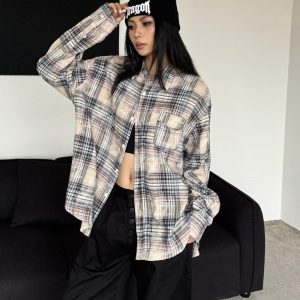 Vintage American Plaid Shirt - Unisex Loose Fit, Retro Style for Men and Women, Casual Everyday Wear