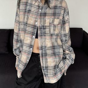 Vintage American Plaid Shirt - Unisex Loose Fit, Retro Style for Men and Women, Casual Everyday Wear