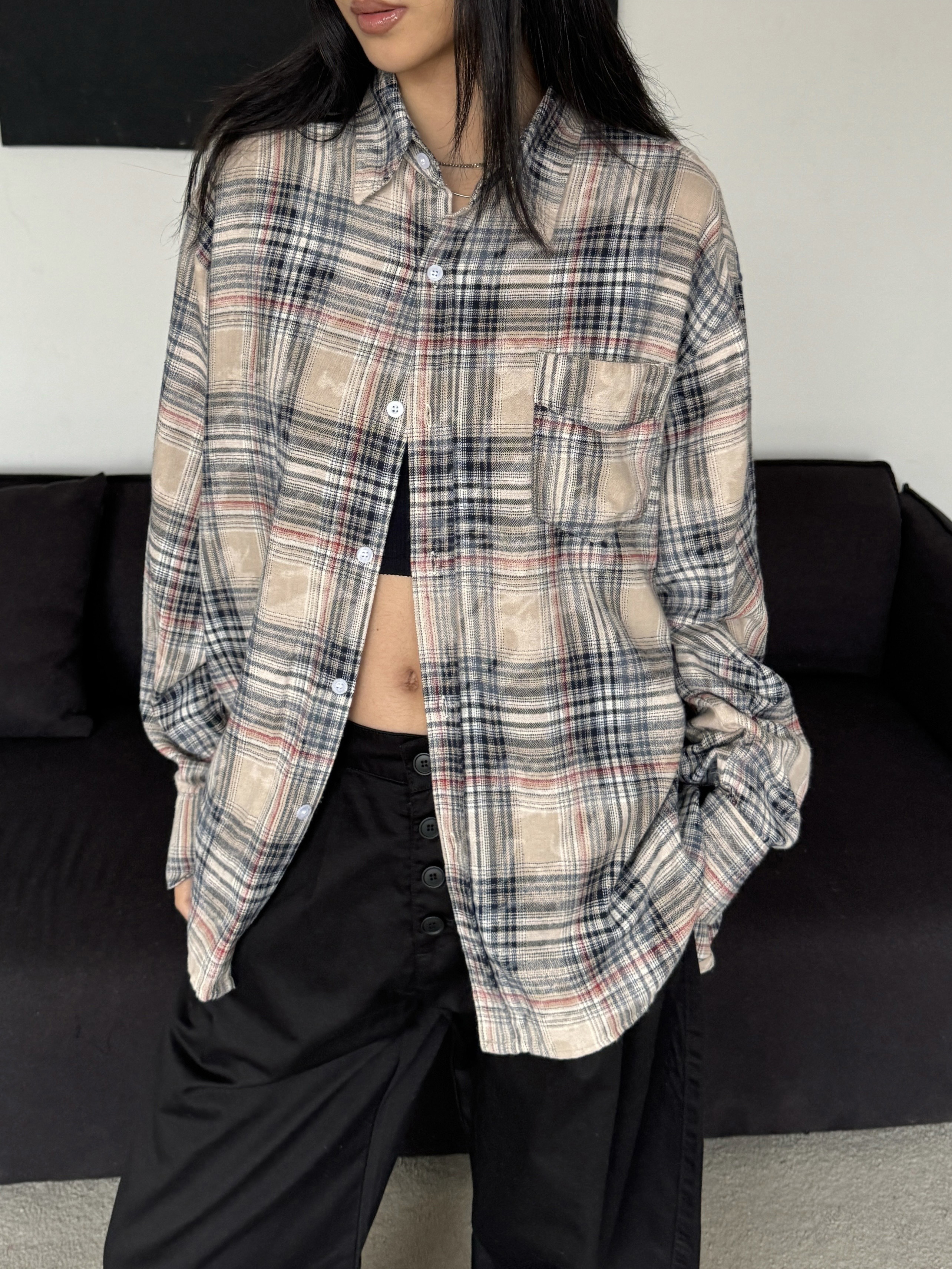 Vintage American Plaid Shirt - Unisex Loose Fit, Retro Style for Men and Women, Casual Everyday Wear
