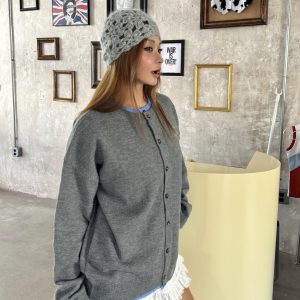 Vintage American Style Faux Two-Piece Knitted Cardigan Sweater for Men and Women - Loose Fit, Trendy Spliced Design