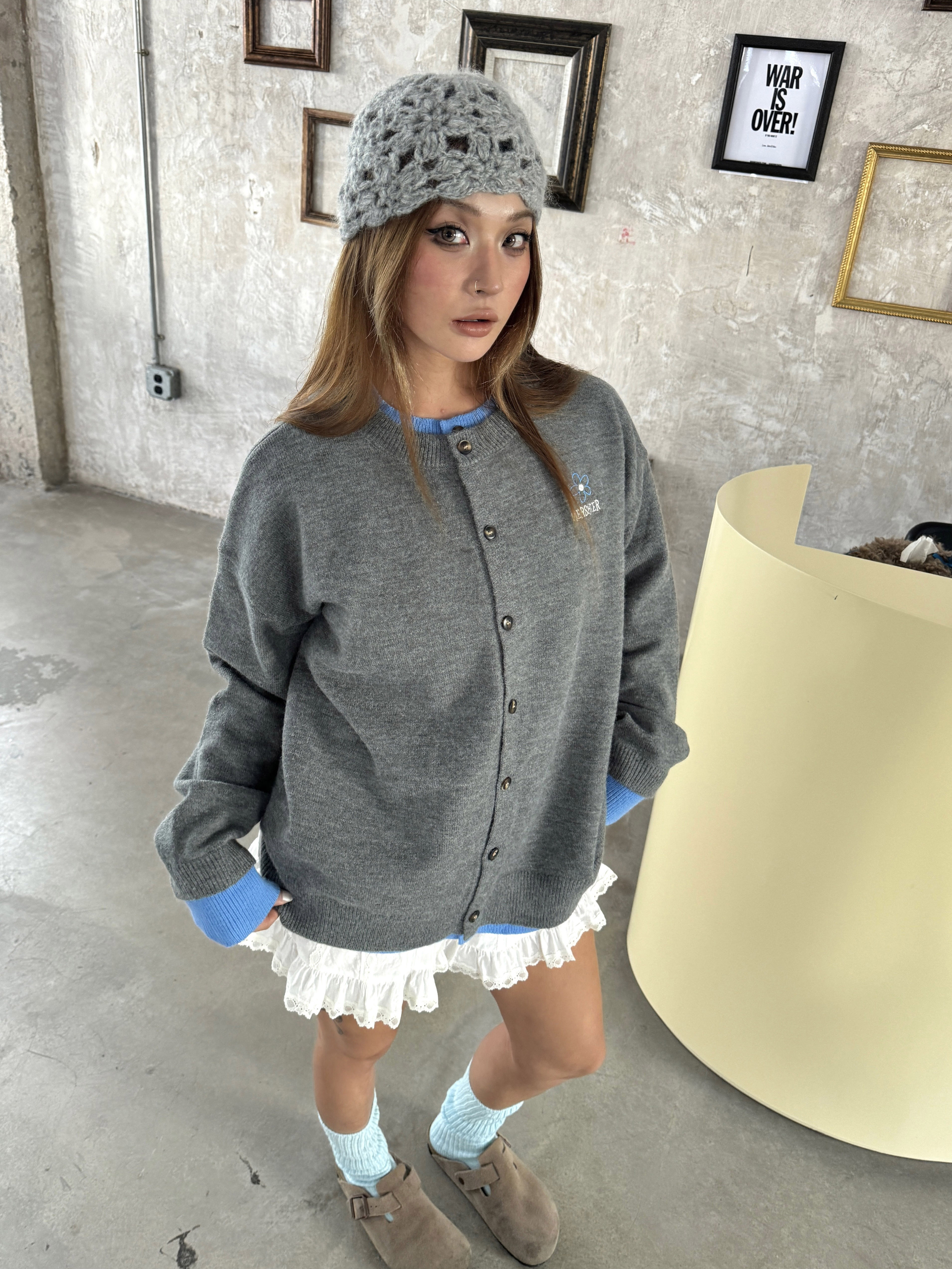 Vintage American Style Faux Two-Piece Knitted Cardigan Sweater for Men and Women - Loose Fit, Trendy Spliced Design
