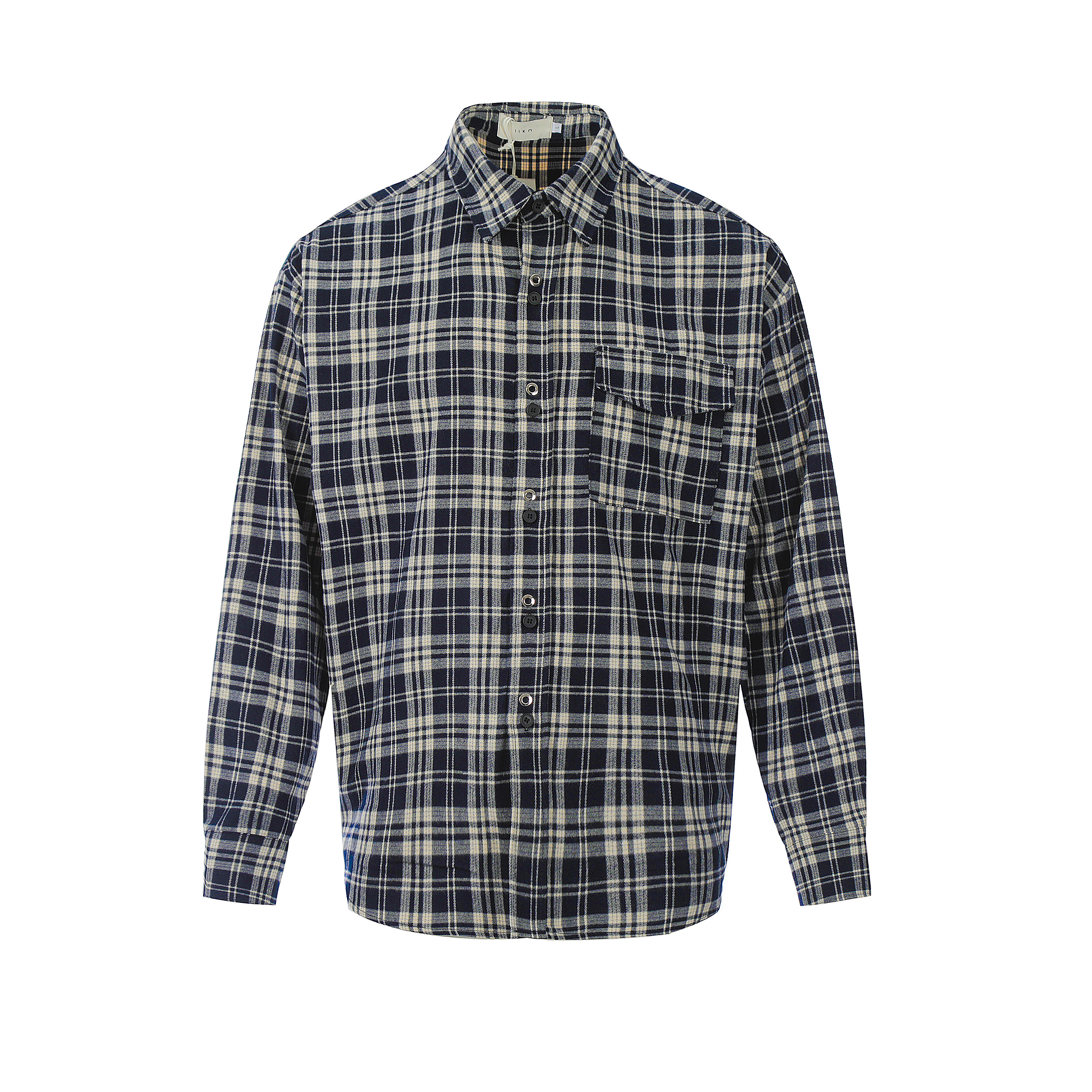 Vintage American Style Loose Long Sleeve Checkered Color Block Shirt for Men and Women, Relaxed Fit Button-Up Cardigan Top