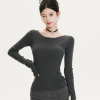 Vintage American-Style Slim-Fit Long Sleeve Knitted Top for Women - Autumn Winter Layering Essential