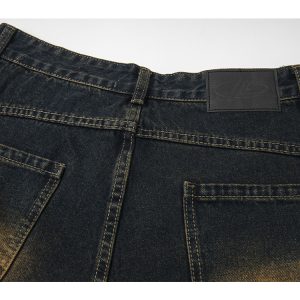 Vintage American Three-Quarter Loose Wide-Leg Denim Shorts - Retro Style Knee-Length Fashion for a 90s Look