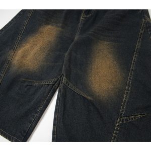 Vintage American Three-Quarter Loose Wide-Leg Denim Shorts - Retro Style Knee-Length Fashion for a 90s Look