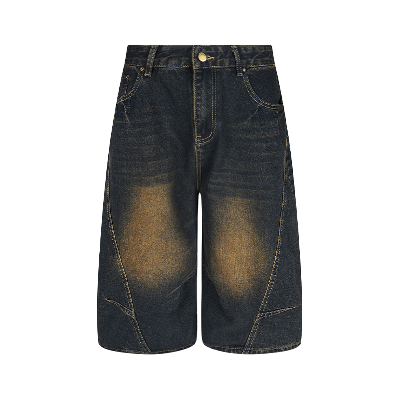 Vintage American Three-Quarter Loose Wide-Leg Denim Shorts - Retro Style Knee-Length Fashion for a 90s Look