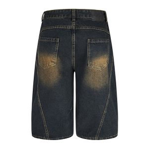 Vintage American Three-Quarter Loose Wide-Leg Denim Shorts - Retro Style Knee-Length Fashion for a 90s Look