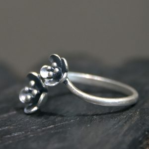 Vintage Artistic Adjustable Silver Ring with Flower Design - Ethnic Style Fashion Jewelry for Women