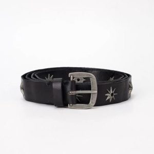 Vintage Black Retro Metal Star Belt - Unisex Narrow DIY Cool Fashion Accessory for 90s Y2K Style