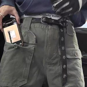 Vintage Black Retro Metal Star Belt - Unisex Narrow DIY Cool Fashion Accessory for 90s Y2K Style