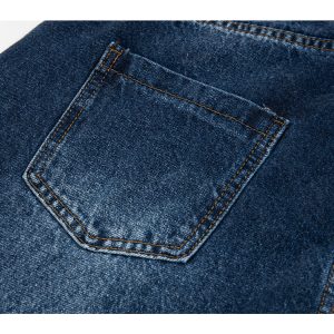 Vintage Blue Summer Loose Wide-Leg Straight Leg Jeans with Natural Whisker Detail - Retro American Style Denim
