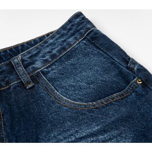 Vintage Blue Summer Loose Wide-Leg Straight Leg Jeans with Natural Whisker Detail - Retro American Style Denim