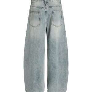 Vintage Distressed Loose Curved Baggy Pants - Trendy American Retro Style for Summer 2025 - Fashionable 90s Y2K Look
