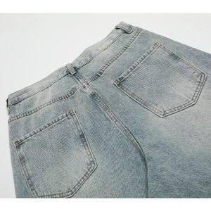 Vintage Distressed Loose Curved Baggy Pants - Trendy American Retro Style for Summer 2025 - Fashionable 90s Y2K Look