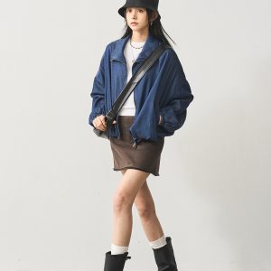 Vintage Distressed Ultra-Short A-Line Skirt in Caramel Gray - Relaxed Fit Lazy Style, Perfect for 90s and Y2K Fashion Lovers