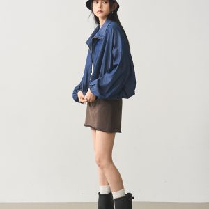 Vintage Distressed Ultra-Short A-Line Skirt in Caramel Gray - Relaxed Fit Lazy Style, Perfect for 90s and Y2K Fashion Lovers