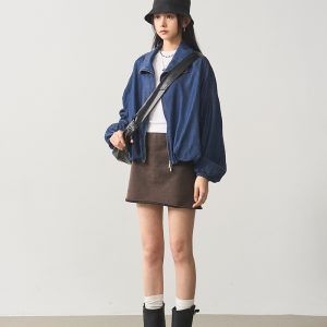 Vintage Distressed Ultra-Short A-Line Skirt in Caramel Gray - Relaxed Fit Lazy Style, Perfect for 90s and Y2K Fashion Lovers