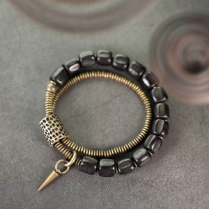 Vintage Double Circle Black Sandalwood Bracelet - Personalized Retro Jewelry for Men and Women, Non-Fish Home Design