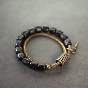 Vintage Double Circle Black Sandalwood Bracelet - Personalized Retro Jewelry for Men and Women, Non-Fish Home Design