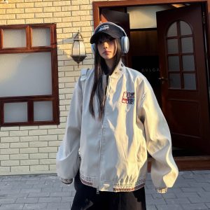 Vintage Ethnic Patchwork Embroidered Flight Jacket - Spring Loose Coat in 90s American Style