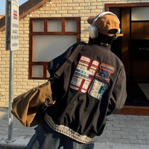 Vintage Ethnic Patchwork Embroidered Flight Jacket - Spring Loose Coat in 90s American Style