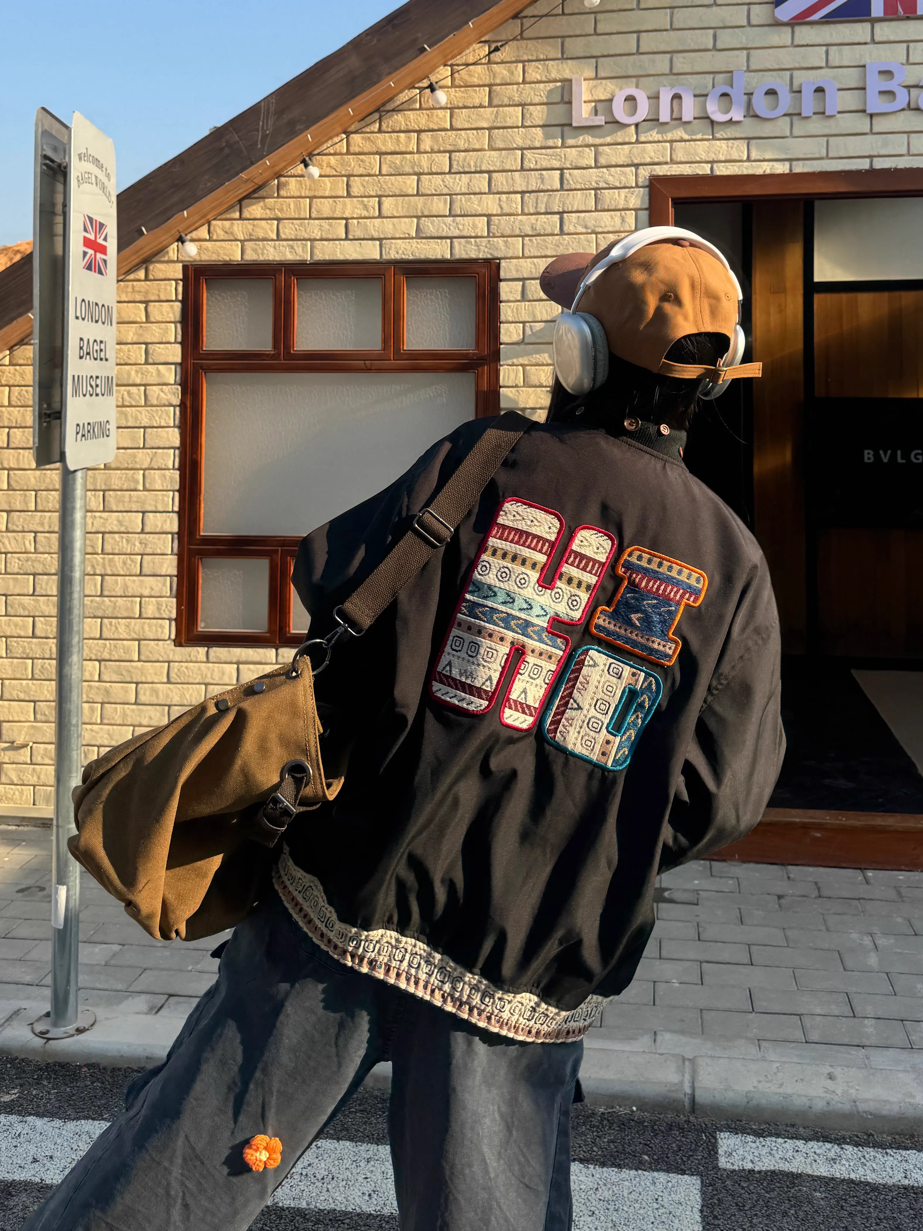 Vintage Ethnic Patchwork Embroidered Flight Jacket - Spring Loose Coat in 90s American Style