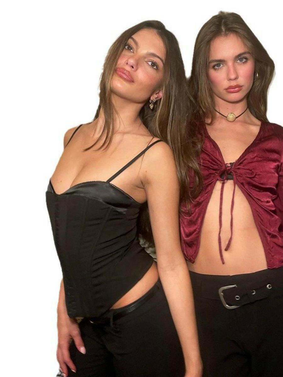 Vintage Fishbone Corset Top - Sexy Low-Neck Vest with Button Straps for Trendy Girls - European and American Style
