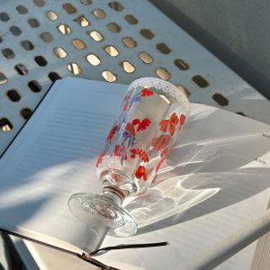 Vintage French Romantic High-Foot Glass Cup - Langman Cup, Creative Niche Design for Juice and Beverages