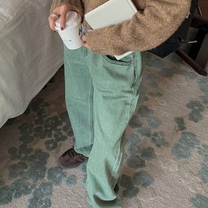 Vintage High-Waist Straight-Leg Wide-Leg Jeans for Women, 2022 Autumn/Winter Loose Slouchy Long Pants, Y2K Style